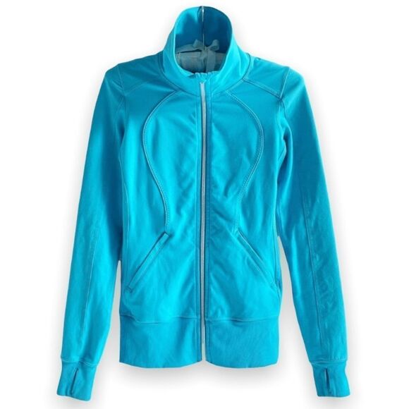 Lululemon Blue Nice Asana Brushed Surge Jacket Sweatshirt Size 4 - Picture 3 of 15